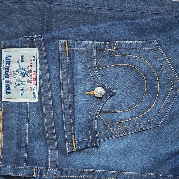 True Religion Indigo Straight Jeans with Contrast Stitching, Sz 36 - Picture 3 of 9